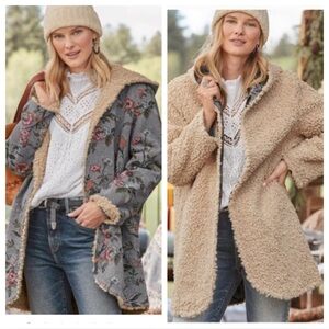 SUNDANCE Sherpa Reversible Augusta Floral Coat